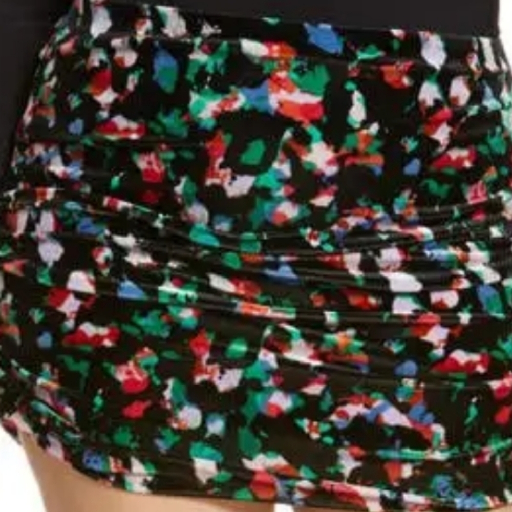 Open Edit Multicolor Ruched Mini Skirt Woman Size 3X